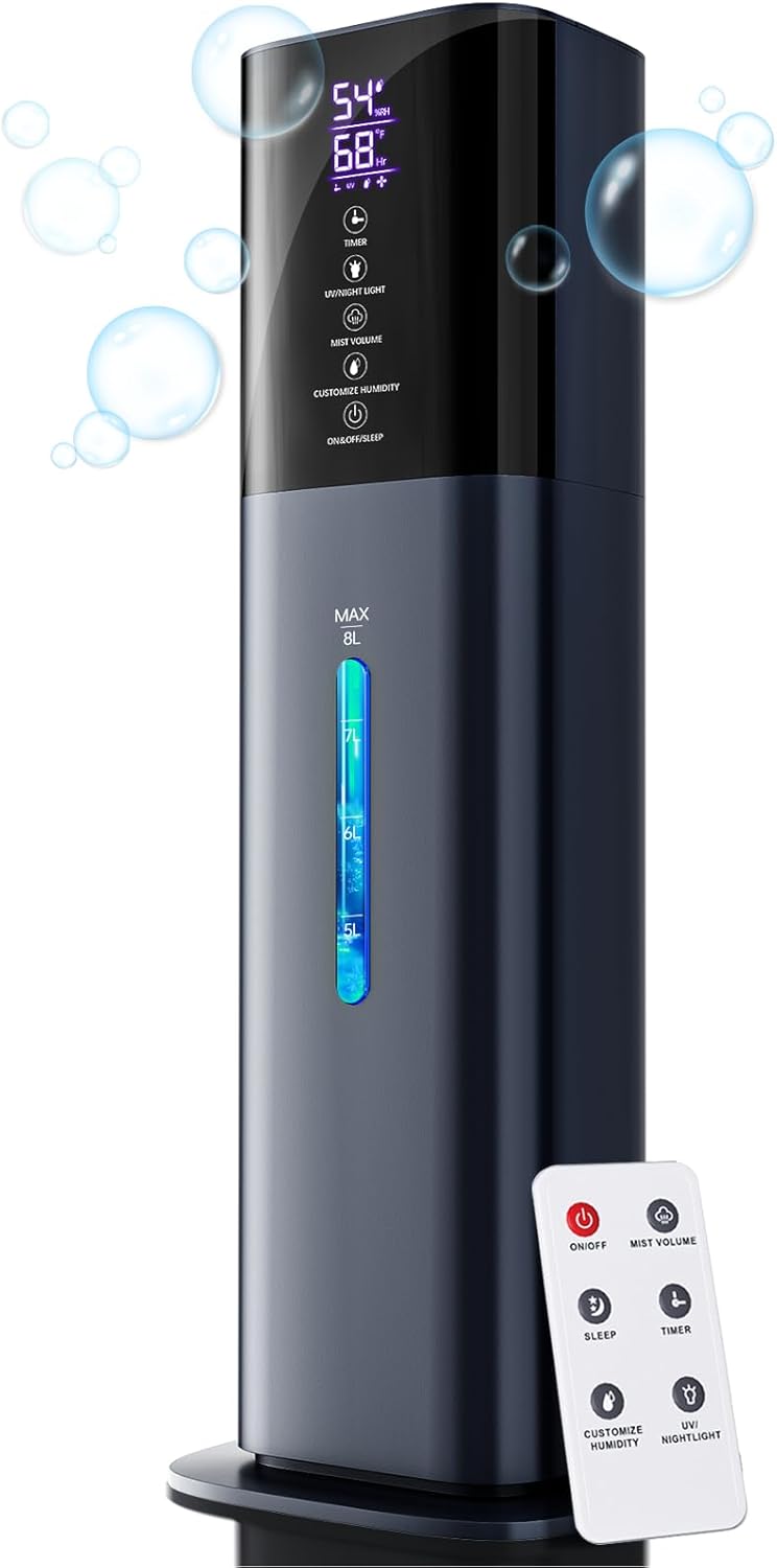 let'me Humidifiers for Bedroom, 2.11Gal 8L Quiet Humidifiers for Large Room with Timer, 360°Nozzle, 3 Speed Ultrasonic Cool Mist Humidifier with Humidistat for Baby, Customize humidity for Home Adults Plants - Image 1